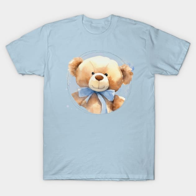 Cute Baby Boy Teddy Bear With A Blue Bowtie T-Shirt by Alienated